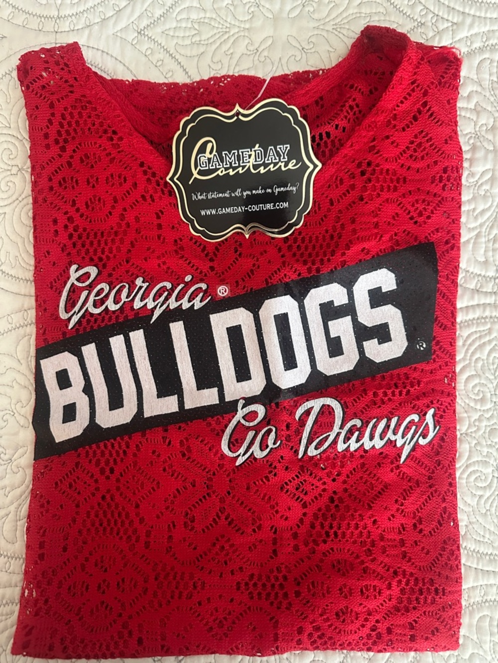 Georgia Bulldogs Gameday Red Lace Tee - Team Pride